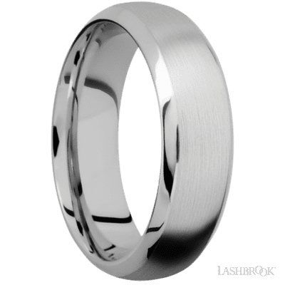 7 mm wide Domed Bevel 14K White Gold band.