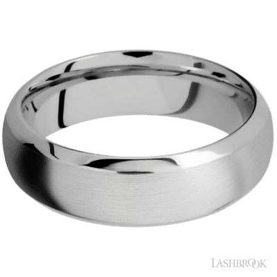 7 mm wide Domed Bevel 14K White Gold band.