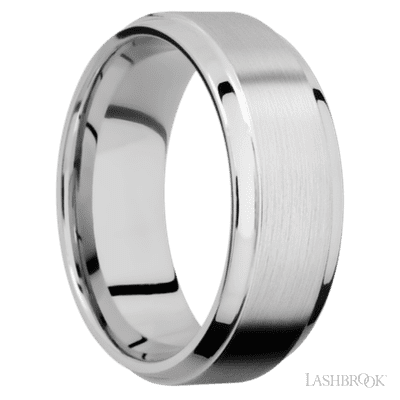 8 mm wide Stepped Bevel 14K White Gold band.
