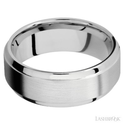 8 mm wide Stepped Bevel 14K White Gold band.
