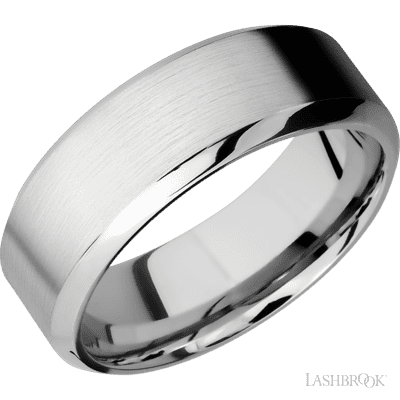 8 mm wide High Bevel 14K White Gold band.