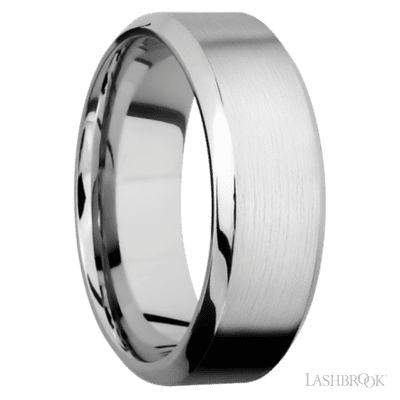8 mm wide High Bevel 14K White Gold band.