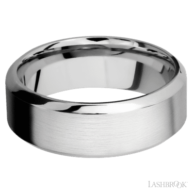 8 mm wide High Bevel 14K White Gold band.