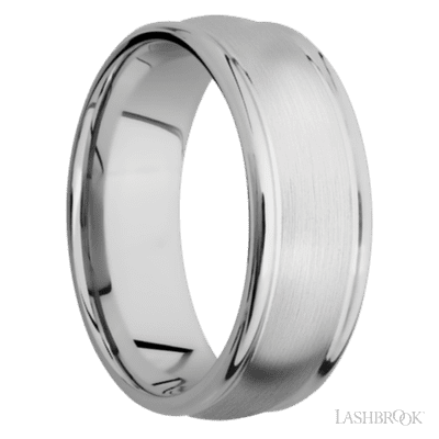 8 mm wide Domed Rounded Edges 14K White Gold band.