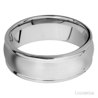 8 mm wide Domed Rounded Edges 14K White Gold band.