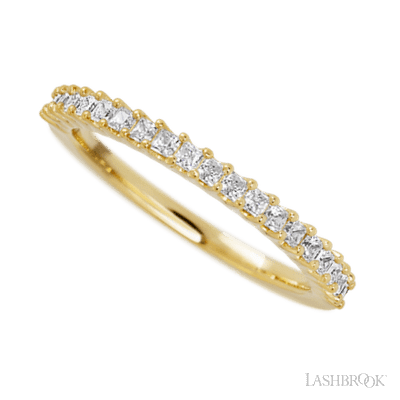 14K Yellow Gold band with 21 Princess Lab Grown Diamond having TCW-.63