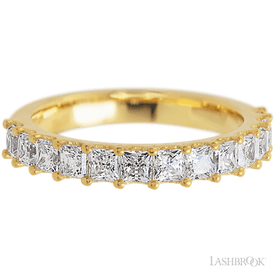 14K Yellow Gold band with 13 Princess Lab Grown Diamond having TCW-1.3