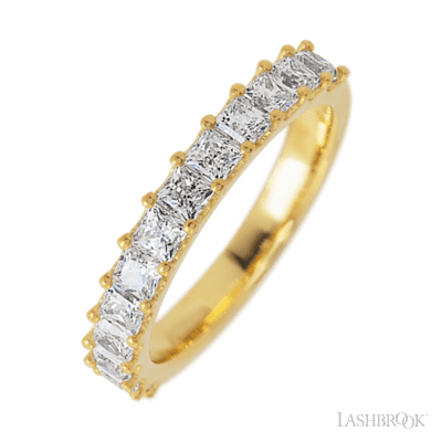14K Yellow Gold band with 13 Princess Lab Grown Diamond having TCW-1.3