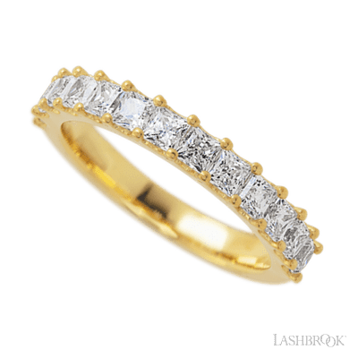 14K Yellow Gold band with 13 Princess Lab Grown Diamond having TCW-1.3