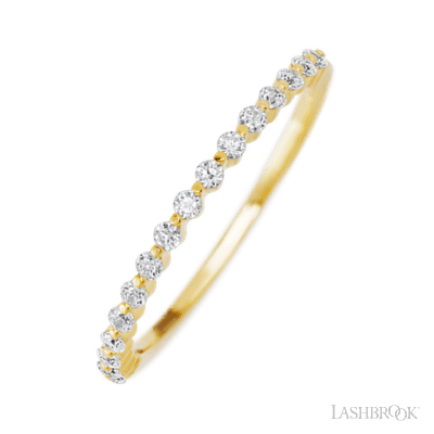 14K Yellow Gold band with 15 Round Lab Grown Diamond having TCW-.22