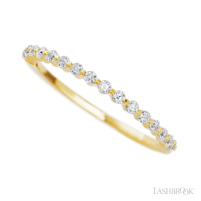 14K Yellow Gold band with 15 Round Lab Grown Diamond having TCW-.22