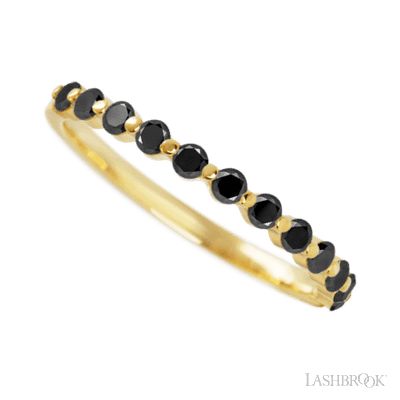 14K Yellow Gold band with 12 Round Black Diamond having TCW-.36