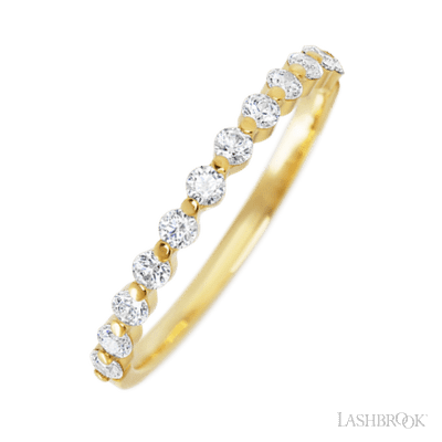 14K Yellow Gold band with 12 Round Lab Grown Diamond having TCW-.36