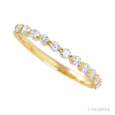 14K Yellow Gold band with 12 Round Lab Grown Diamond having TCW-.36