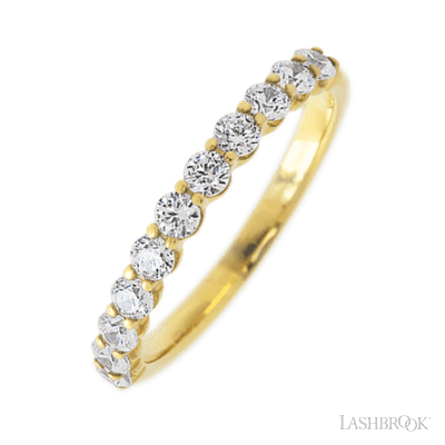 14K Yellow Gold band with 11 Round Lab Grown Diamond having TCW-.55