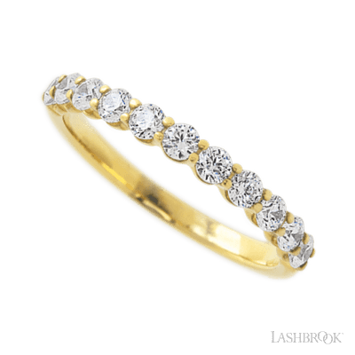 14K Yellow Gold band with 11 Round Lab Grown Diamond having TCW-.55