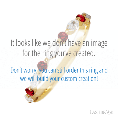 14K Yellow Gold band with alternating 4 Round Dark Ruby and 5 Marquise Lab Grown Diamond having TCW-.47