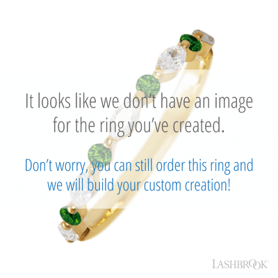 14K Yellow Gold band with alternating 4 Round Green Diamond and 5 Marquise Lab Grown Diamond having TCW-.47