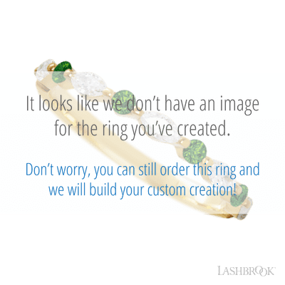14K Yellow Gold band with alternating 4 Round Green Diamond and 5 Marquise Lab Grown Diamond having TCW-.47