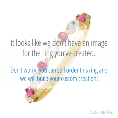 14K Yellow Gold band with alternating 4 Round Ruby and 5 Marquise Lab Grown Diamond having TCW-.47