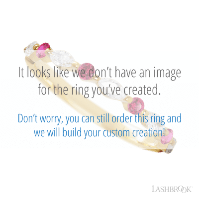 14K Yellow Gold band with alternating 4 Round Ruby and 5 Marquise Lab Grown Diamond having TCW-.47