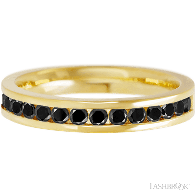 14K Yellow Gold band with 15 Round Black Diamond having TCW-.45