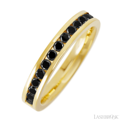 14K Yellow Gold band with 15 Round Black Diamond having TCW-.45