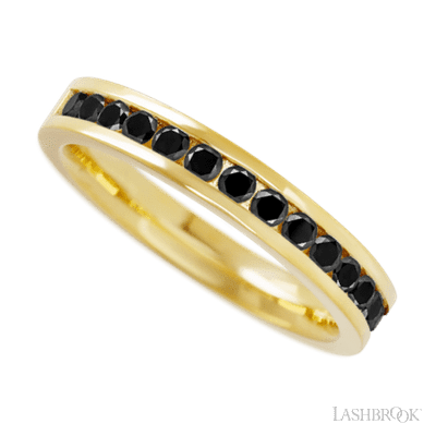 14K Yellow Gold band with 15 Round Black Diamond having TCW-.45