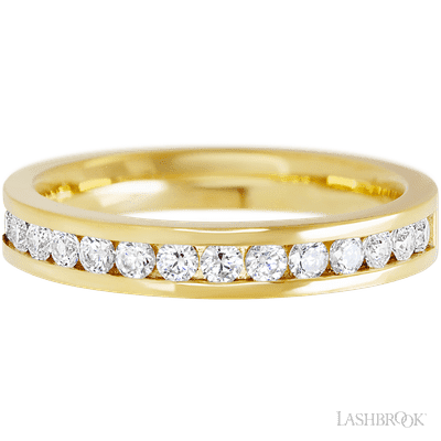 14K Yellow Gold band with 15 Round Lab Grown Diamond having TCW-.45
