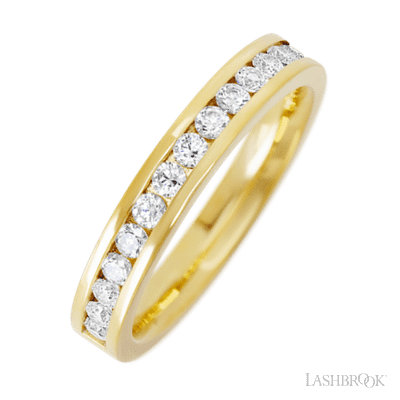 14K Yellow Gold band with 15 Round Lab Grown Diamond having TCW-.45