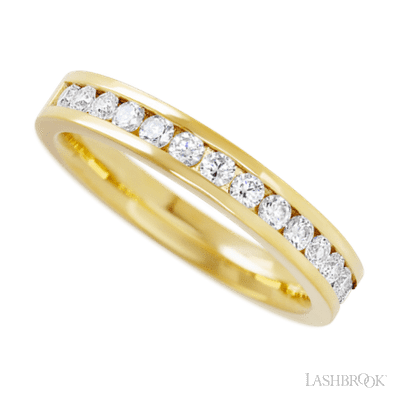 14K Yellow Gold band with 15 Round Lab Grown Diamond having TCW-.45