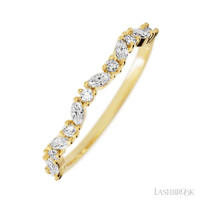 14K Yellow Gold band with 8 Round and 7 Marquise Lab Grown Diamond having TCW-.33