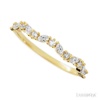 14K Yellow Gold band with 8 Round and 7 Marquise Lab Grown Diamond having TCW-.33