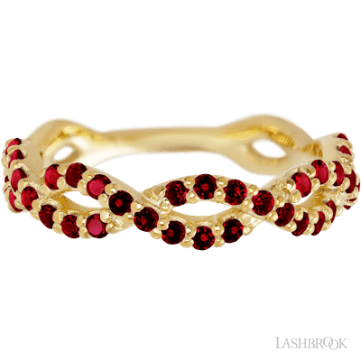 14K Yellow Gold band with 46 Round Dark Ruby having TCW-.69