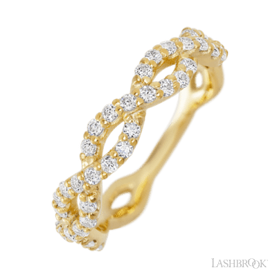 14K Yellow Gold band with 46 Round Lab Grown Diamond having TCW-.69