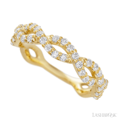 14K Yellow Gold band with 46 Round Lab Grown Diamond having TCW-.69