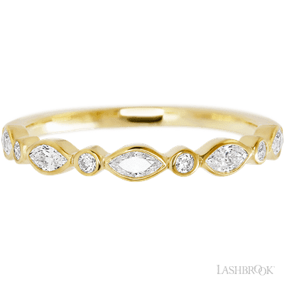 14K Yellow Gold band with 4 Round and 5 Marquise Lab Grown Diamond having TCW-.56
