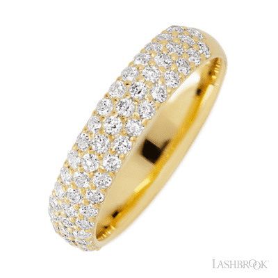 14K Yellow Gold band with 52 Round Lab Grown Diamond having TCW-.78