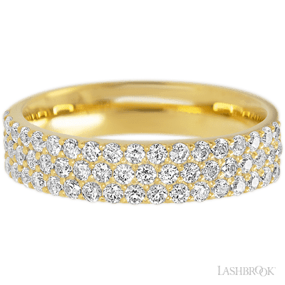 14K Yellow Gold band with 55 Round Lab Grown Diamond having TCW-.82