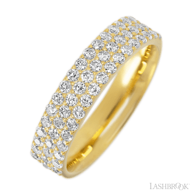14K Yellow Gold band with 55 Round Lab Grown Diamond having TCW-.82