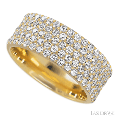 14K Yellow Gold band with 93 Round Lab Grown Diamond having TCW-1.4