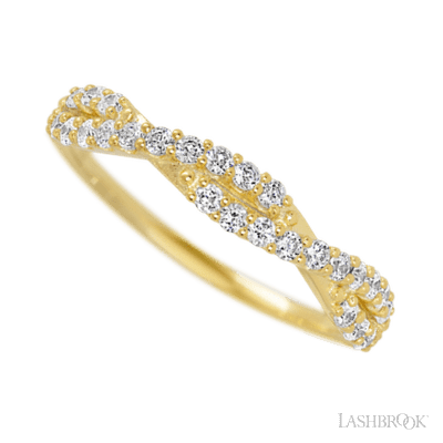 14K Yellow Gold band with 26 Round Lab Grown Diamond having TCW-.39