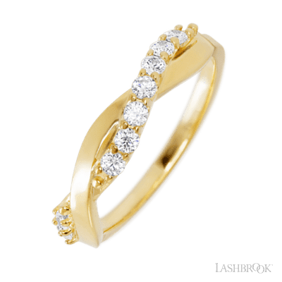 14K Yellow Gold band with 9 Round Lab Grown Diamond having TCW-.27