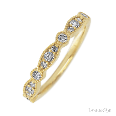 14K Yellow Gold band with alternating 7 Round Lab Grown Diamond and 6 Round Lab Grown Diamond having TCW-.27