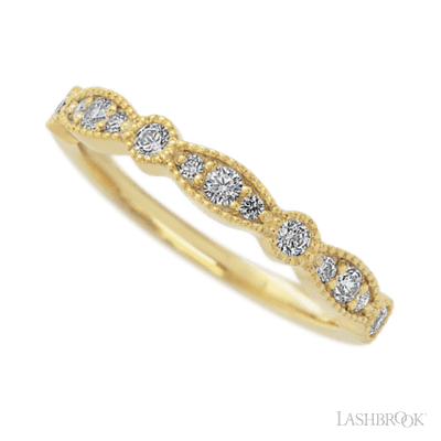 14K Yellow Gold band with alternating 7 Round Lab Grown Diamond and 6 Round Lab Grown Diamond having TCW-.27