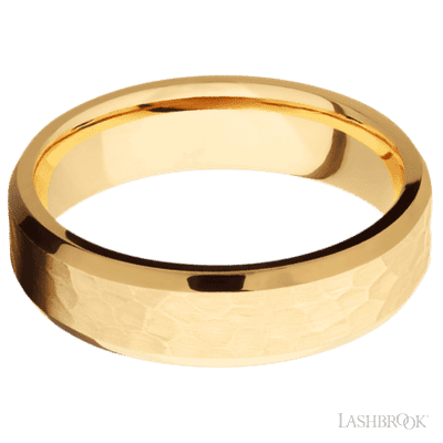 6 mm wide Beveled 14K Yellow Gold band.