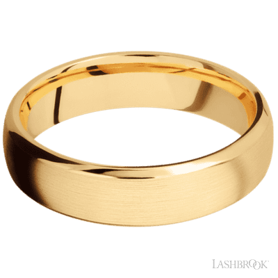6 mm wide Domed Bevel 14K Yellow Gold band.