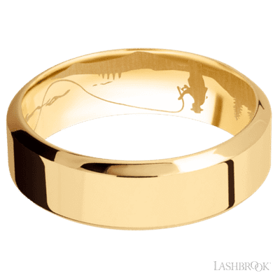 7 mm wide High Bevel 14K Yellow Gold band.