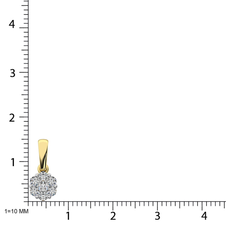 14K Yellow Gold 1/4 Ct.Tw. Diamond Flower Pendant