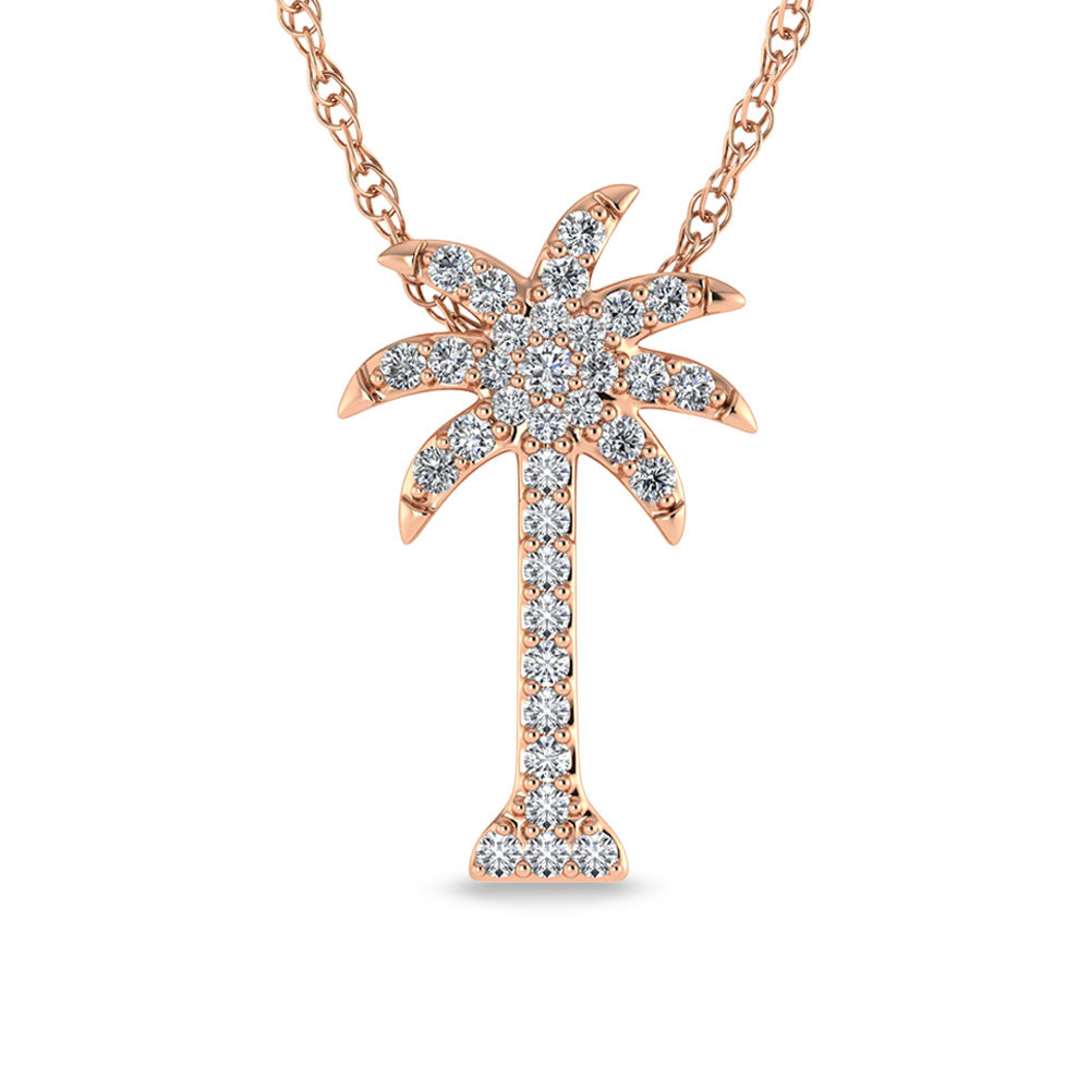 14K Rose Gold Diamond 1/5 Ct.Tw. Palm Tree Pendant